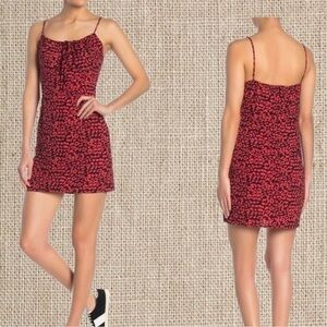 Red leopard mini dress